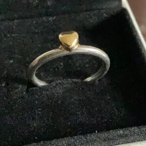Pandora two tone ring with 14k gold heart